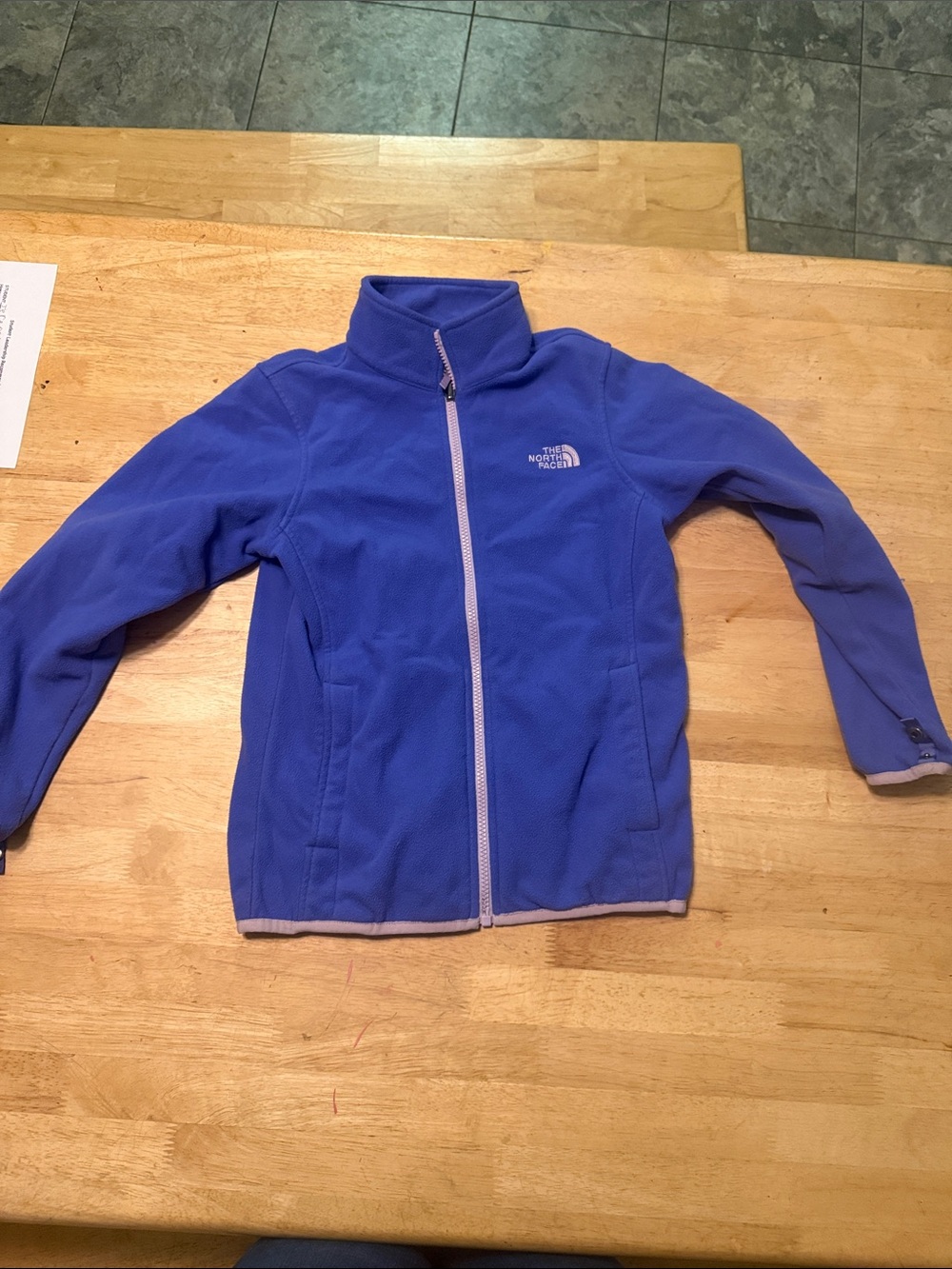 The North Face Kids Purple Fleece Jacket with Light Pink Trim